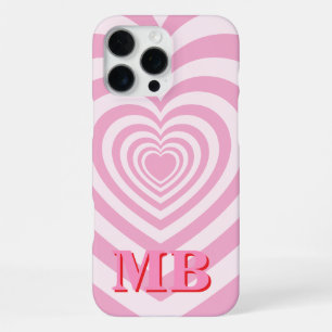 Minimalist Pink Modern Initial Monogram iPhone 16 Pro Max Case
