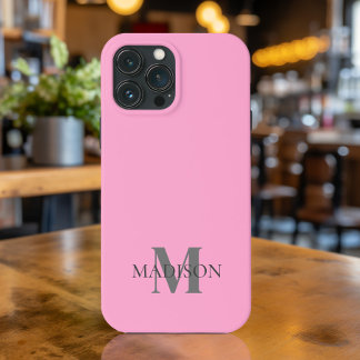 Minimalist Pink Monogrammed iPhone 13 Pro Max Case