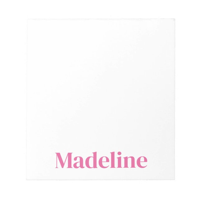 Minimalist Pink Name Personalised  Notepad (Front)