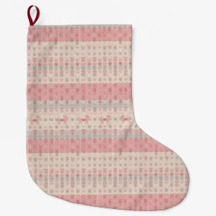 Minimalist Pink Nordic Dog Christmas Stocking
