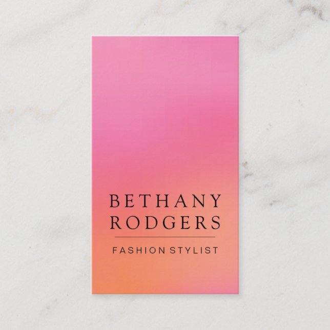 Minimalist Pink Orange Blend Business Card (Front)