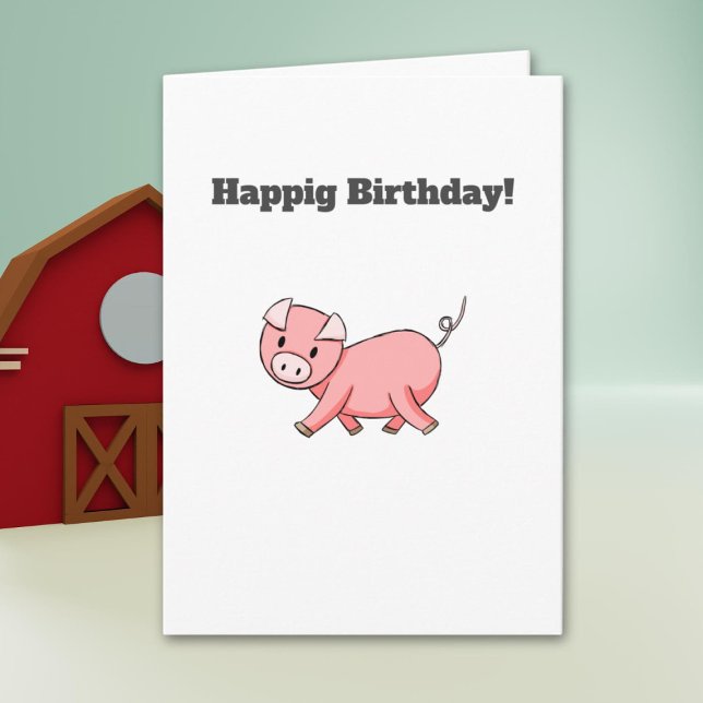 Minimalist Pink Pig Personalised Birthday Card (Creator Uploaded)