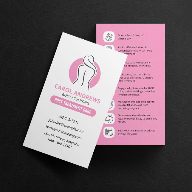 Minimalist Pink Pre/Post Treatment Body Sculpting  Business Card (Creator Uploaded)