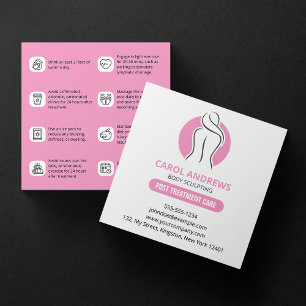 Minimalist Pink Pre/Post Treatment Body Sculpting  Square Business Card
