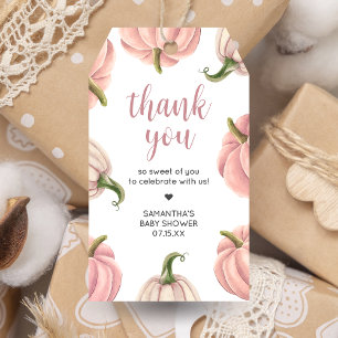 Minimalist Pink Pumpkin Fall Baby Shower Favor Tag