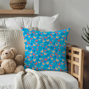 Minimalist Pink Purple turguoise Butterfly pattern Cushion