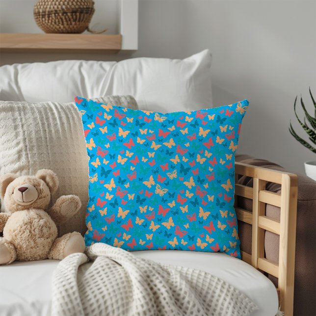 Minimalist Pink Purple turguoise Butterfly pattern Cushion (Creator Uploaded)