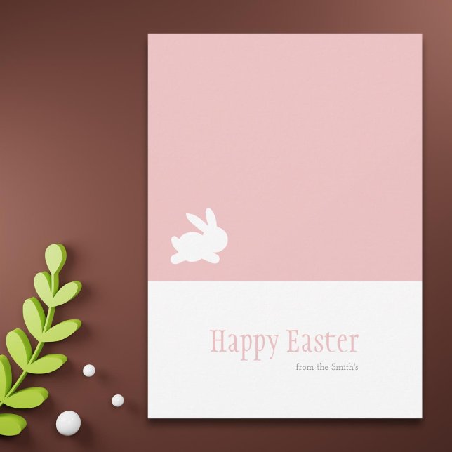 Minimalist Pink Rabbit Happy Easter Holiday Card (Creator Uploaded)