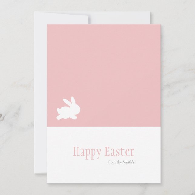 Minimalist Pink Rabbit Happy Easter Holiday Card (Front)