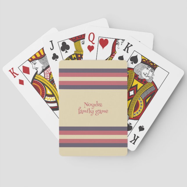 Minimalist, Pink Retro Stripes, Text on Cream Playing Cards (Back)