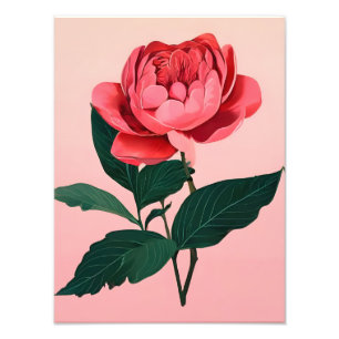 Minimalist Pink Rose Line Art Print