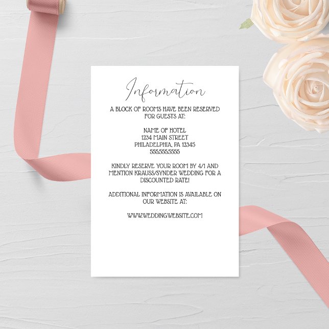 Minimalist Pink Rose Monogram Wedding Enclosure Card (Creator Uploaded)