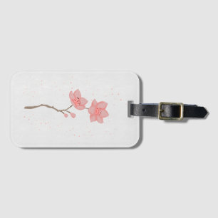 Minimalist Pink Sakura Cherry Blossom Floral Art P Luggage Tag