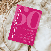 Minimalist Pink Sixty 60th Birthday Party