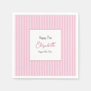 Minimalist Pink Stripes 71st Birthday Napkin