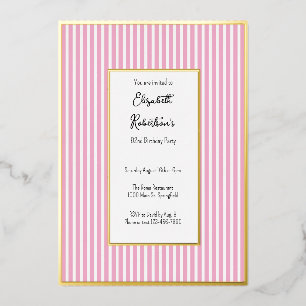 Minimalist Pink Stripes Gold 92nd Birthday