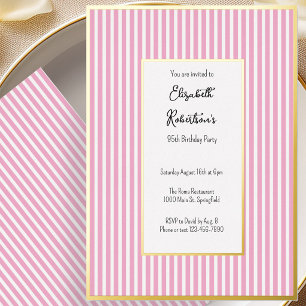Minimalist Pink Stripes Gold 95th Birthday