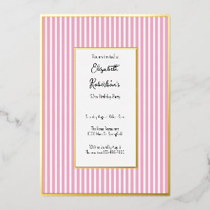 Minimalist Pink Stripes Gold 97th Birthday