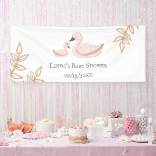 Minimalist Pink Swan Princess & Mum Baby Shower Banner