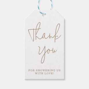 Minimalist Pink Teddy Bear Baby Shower Thank You G Gift Tags
