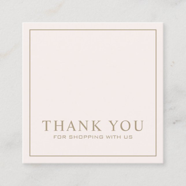 Minimalist Pink Thank You Logo Square Business Car Square Business Card (Front)