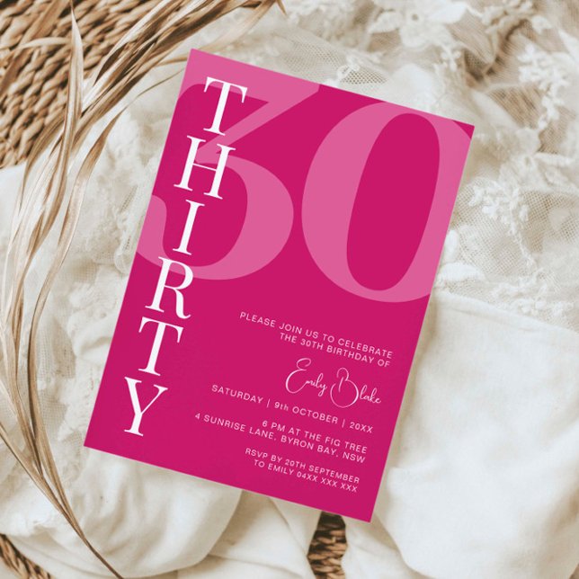 Minimalist Pink Thirty 30th Birthday Party Invitation (Creator Uploaded)