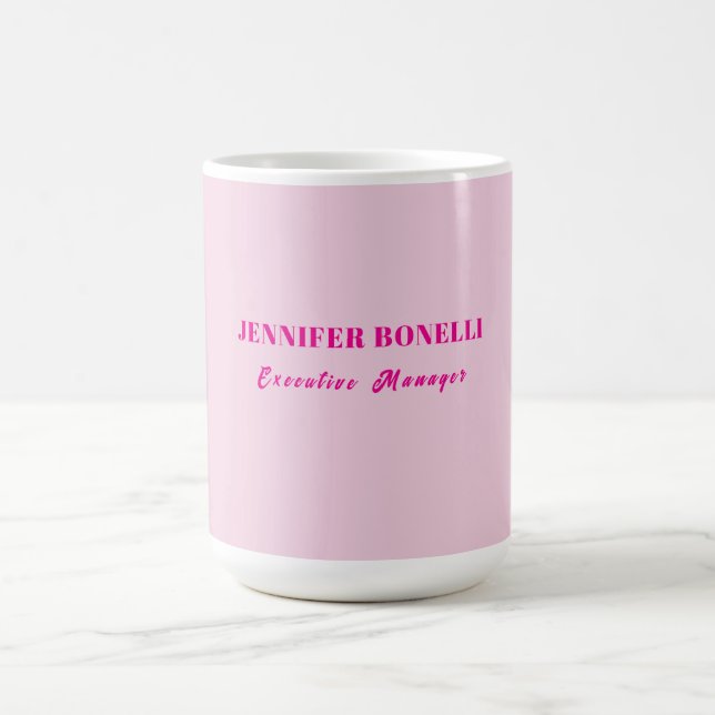 Minimalist pink trendy personalised customise name coffee mug (Center)