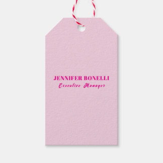 Minimalist pink trendy personalised customise name gift tags