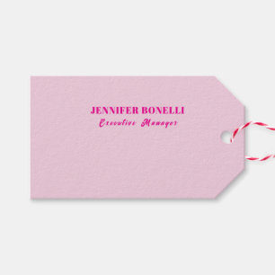 Minimalist pink trendy personalised customise name gift tags