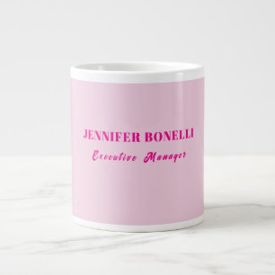 Minimalist pink trendy personalised customise name large coffee mug