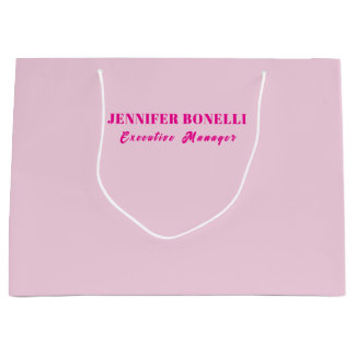 Minimalist pink trendy personalised customise name large gift bag