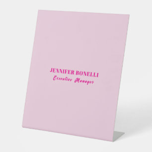 Minimalist pink trendy personalised customise name pedestal sign