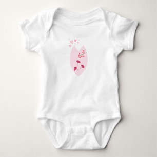Minimalist Pink Tulip Petal Ginkgo Leaves Hearts Baby Bodysuit