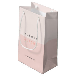 Minimalist Pink Two-Tone Business Card Small Gift Bag