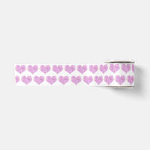 Minimalist pink watercolor heart Valentine Satin Ribbon