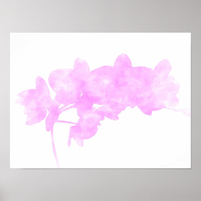 Minimalist Pink Watercolor Orchid Silhouette Flora Poster (Front)