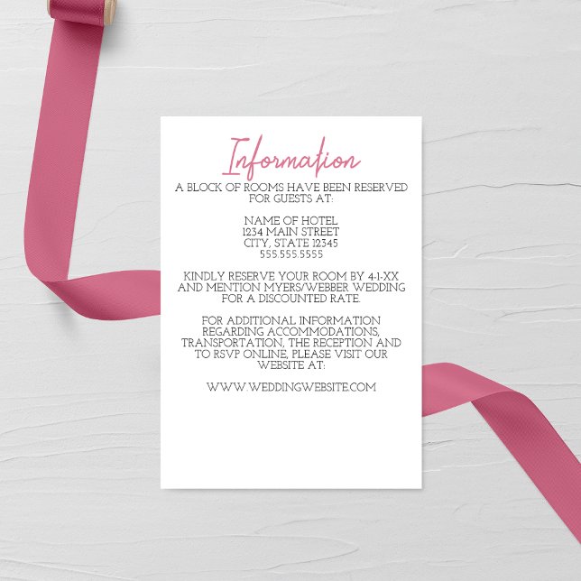 Minimalist Pink Wedding Enclosure Card (Creator Uploaded)