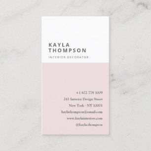 Minimalist pink white colorblock floral pattern business card