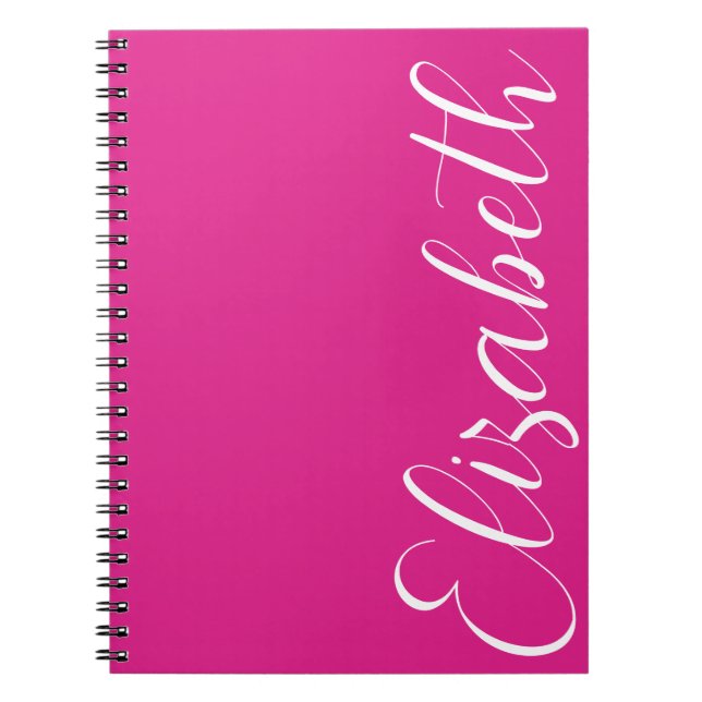 Minimalist Pink White Script Font Simple Elegant Notebook (Front)