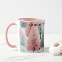 Minimalist Pink Winter Forest Wonderland Monogram