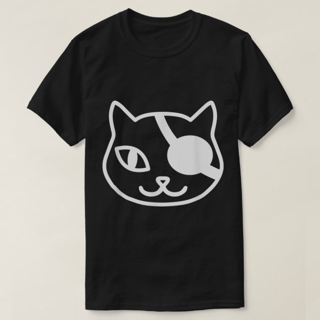 Minimalist Pirate Cat Line Art T-Shirt (Design Front)