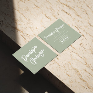 Minimalist Pistachio Green Neutral Boho Modern  Square Business Card