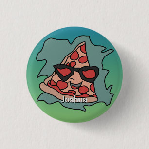 Minimalist Pizza with Sunglasses 3 Cm Round Badge