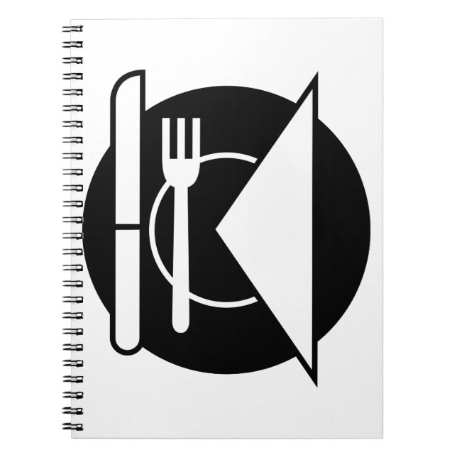 Minimalist Place Setting Icon Fork Knife Plate Notebook (Front)