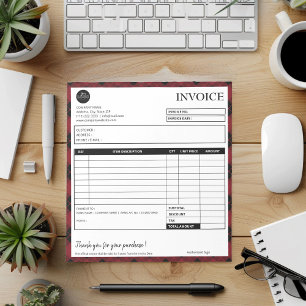 Minimalist Plaid Border Business Invoice Template Notepad
