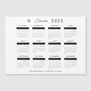 Minimalist Plain 2023 Calendar with Business Logo  Magnetic Invitation