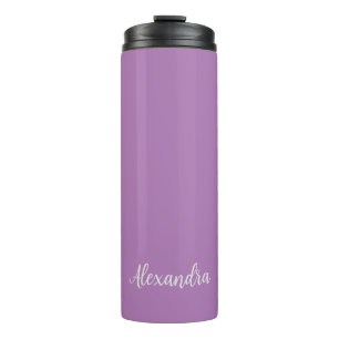 Minimalist Plain Add Name Lavender Calligraphy Thermal Tumbler