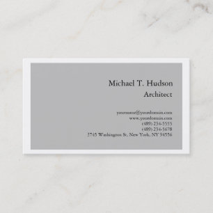 Minimalist Plain Architect Classical Grey White Business Card