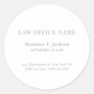 Minimalist Plain Attorney at Law Lawyer Office Classic Round Sticker