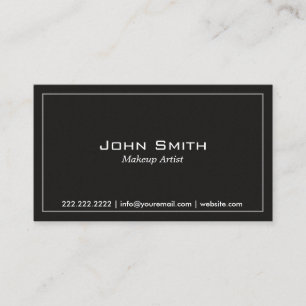 Minimalist Plain Black Makeup Artist Business Card